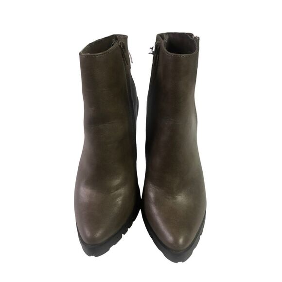 Mossimo Taupe Side Zipper Block Heel Pointy Toe Ankle Booties - Picture 3 of 10